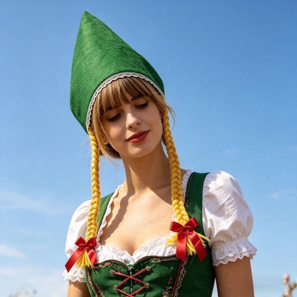 Polyester Party Hat With Braids Women Headwear New Oktoberfest Party Supplies  Party зелёный