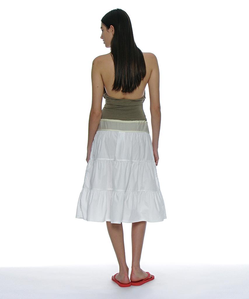 Partimento Woman Tiered Shirred Midi Skirt_Off White