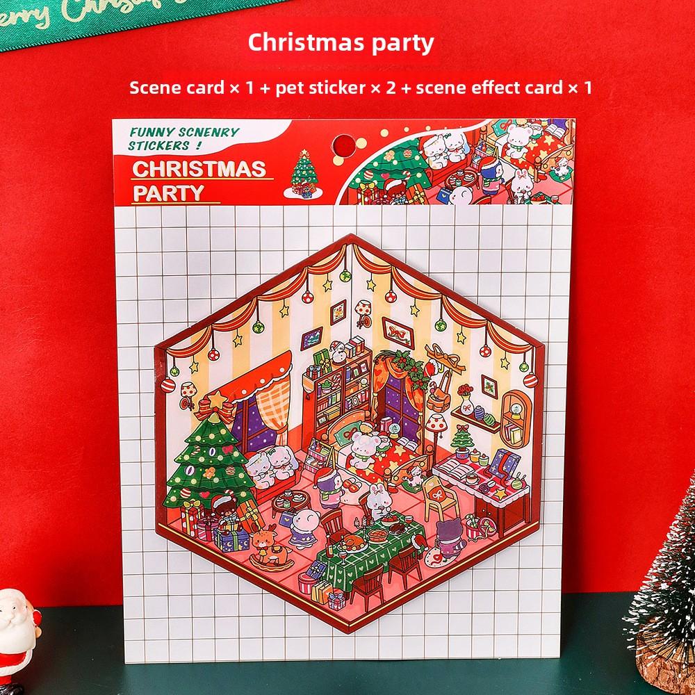 

Милі наліпки з різдвяними сценками, Тривимірні мініатюрні наліпки для прикраси сцени, Мультяшні матеріали для різдвяного планувальника, Подарунки Christmas party