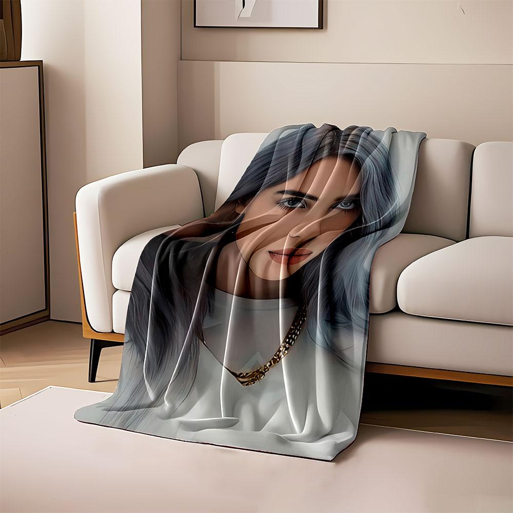 Pop Art Style Woman Portrait for All Seasons Blanket Lunch Break Throw Gift