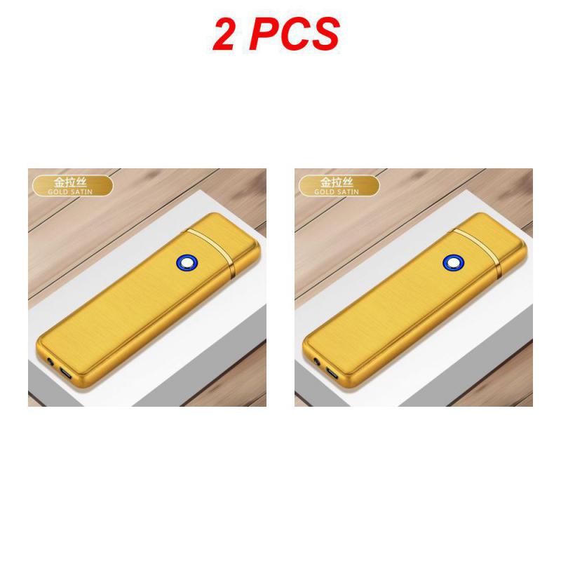 New Windproof Metal USB Lighter Lighter Jet Dual Plasma Arc Lighter Gas Electric Butane Chargeable Pipe Cigar Lig (No Gas)