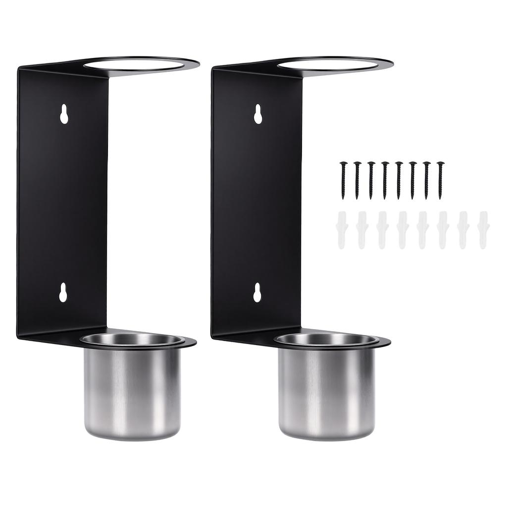 2 Pack Oil Funnel Holders with Removable Catch Cups, Wall Mount Funnel Racks for Garage Workshop