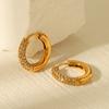 Stainless Steel 18K Gold Earrings for Women, Ins Fashion Versatile Diamond-studded Earrings, Titanium Steel Hoop Earrings