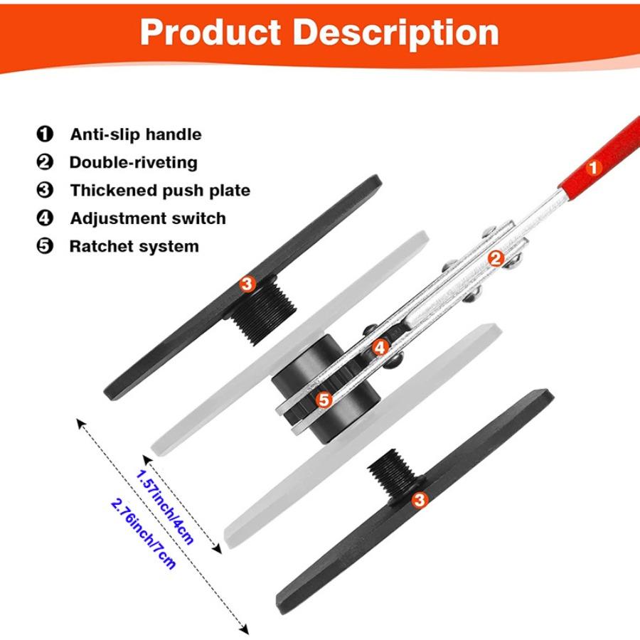 Manual Ratchet Brake Caliper Piston Tool - Adjustable Compressor for Disc Brake Retraction & Auto Maintenance