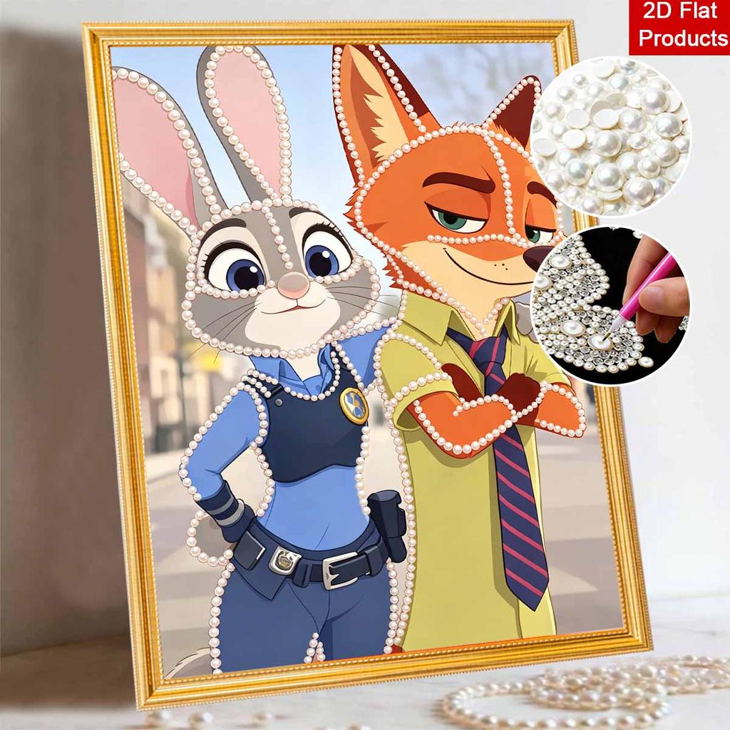 Disney Pearl Painting DIY Zootopia Sparkling Cute Pearl Art Painting Pearl Gem Painting, Home Wall Decoration Crafts