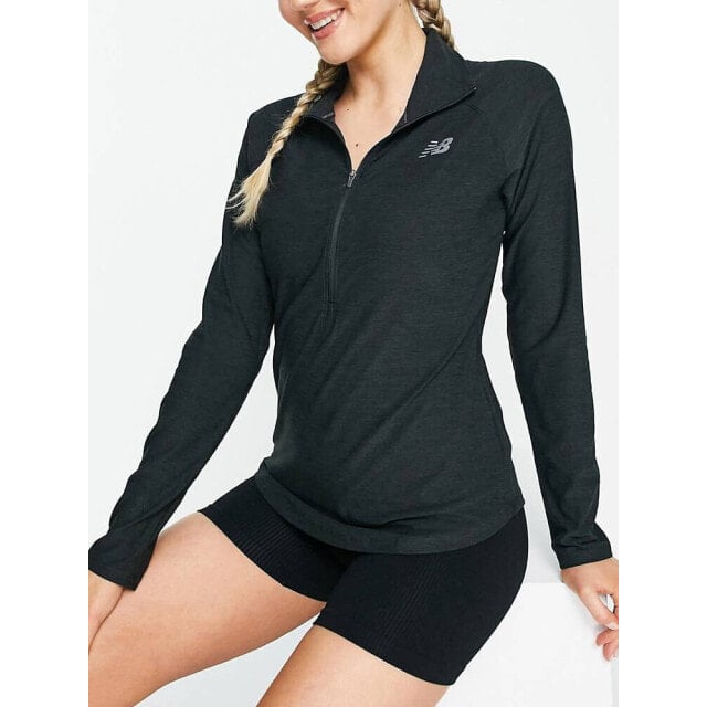

Черный топ с длинными рукавами на молнии 1/2 New Balance Running