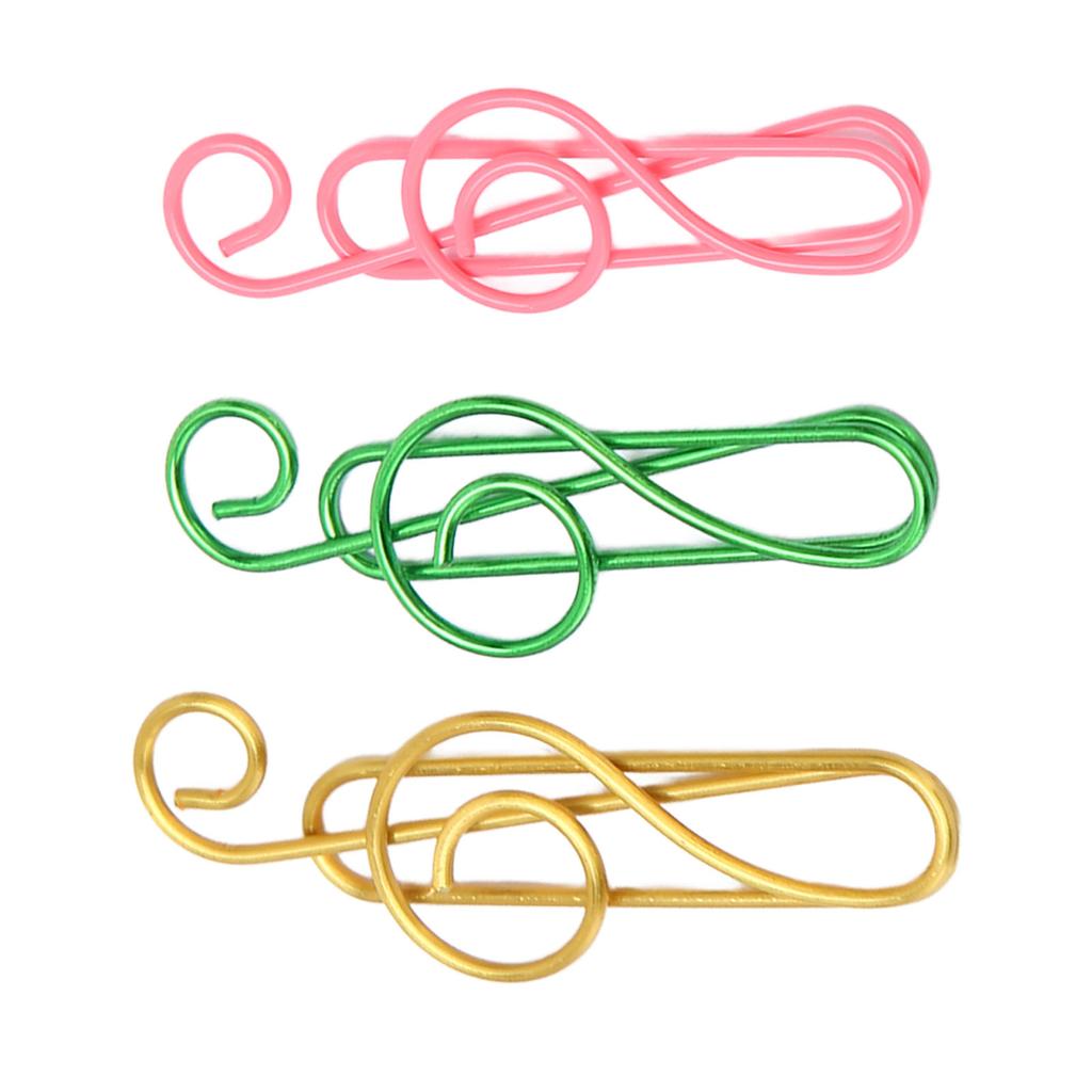 100Pcs Fancy Paperclips Music Note Style Anti Slip Metal Box Packed Cute Paper Clips for Notebook Sc