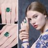 Emerald Gemstone Rings for Women Solid 925 Sterling Silver Ring Silver Wedding Engagement Band Romantic Fine Jewelry Gift