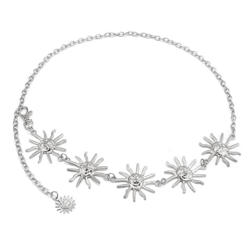 Women's Metal Sunflower Waist Chain - Adjustable European & American Style Body Belt Dress Ornament