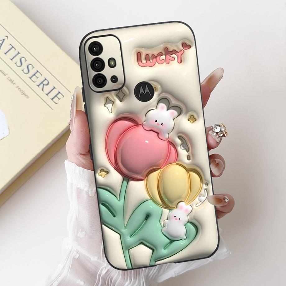 For Motorola Moto G10 G20 G30 G40 Fusion G50 G60 Phone Case Back Cover Soft Matte Silicone Slim Funda Lovely Panda Rabbit Flower