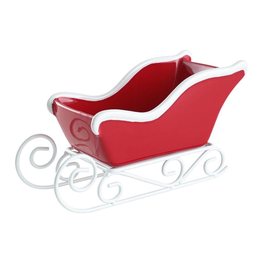 Christmas Sleigh Table Ornament,Server Gift,Candy Bowl Storage Basket Sled Shaped Bin for Holiday Farmhouse Home Present Mantle