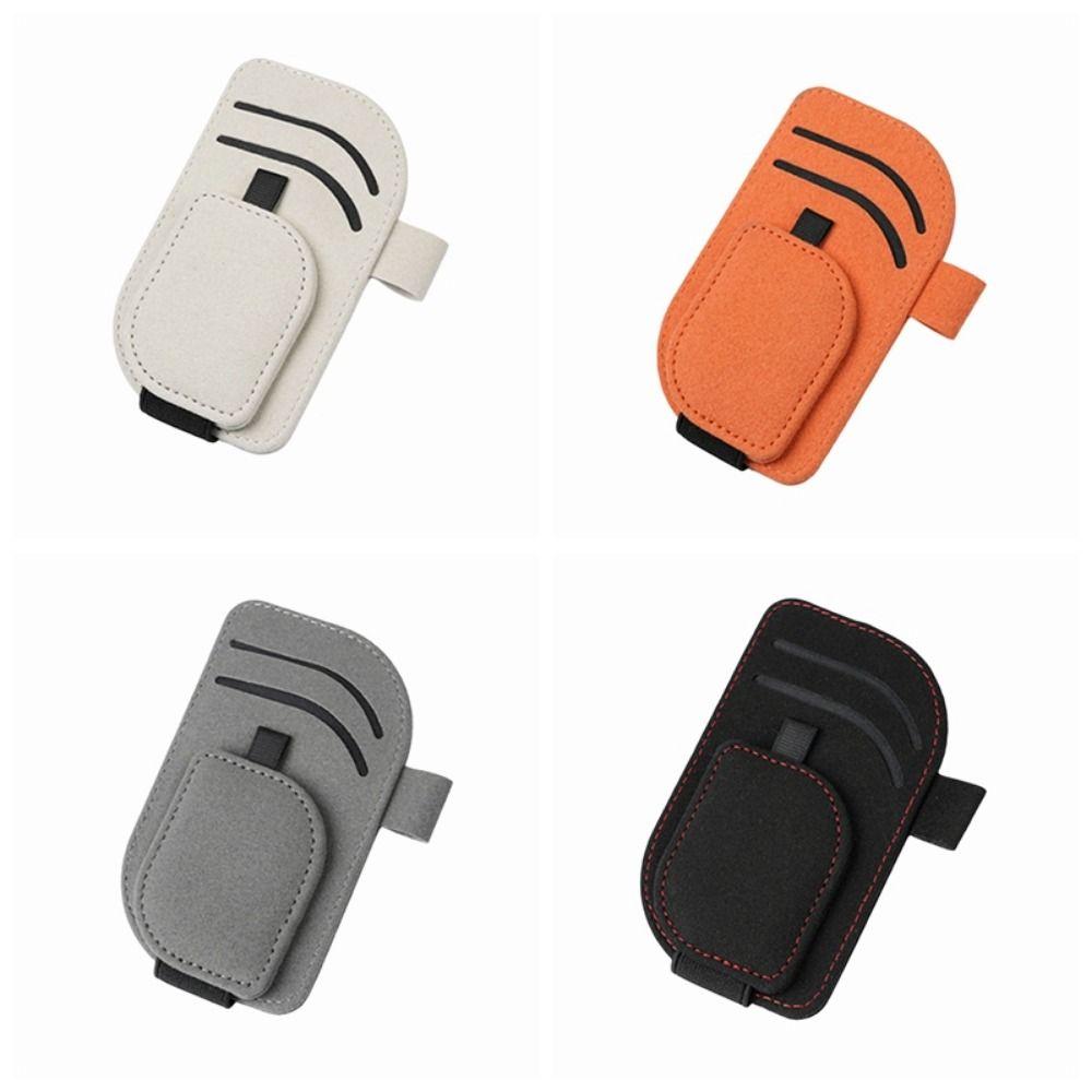 Magnetic Clip Magnetic Car Eyeglass Clips PU Leather Sunglasses Storage Case Auto Accessories