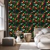 Stained Glass Flowers Wallpaper Bottle Green and Black 50x1000