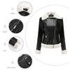Womens Faux Leather Jacket With Fleece Lining Long Sleeve Turn-Down Collar Outerwear Winter Commute Casual