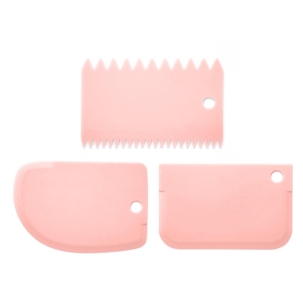 3Pcs Cream Scraper Suit DIY Kitchen Straight Arc Tooth Shape Cream Bread Cutter Plastic Cake Pasty Scraper Baking Fondant Tools