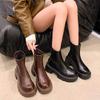 Platform Short Boots Women's 2025 New Soft-soled British Style Thin Boots Single Boots Autumn and Winter Small Martin Boots Women