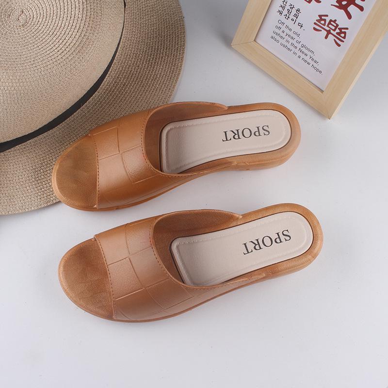Yuzhihao Women s Summer Wedge Sandals - Solid Color Beach Flip-Flops 38-39