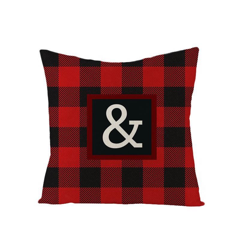 

Christmas Pillowcase Creative Plaid Letter Polyester Cushion Pillowcase Home Supplies 45 * 45Cm (excluding pillow core)