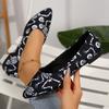 Fashion Women's Fashion Flat Shoes Autumn New Pointed Head Shallow Mouth Cloth Surface Printed Soft Sole Non-slip Low Top Shoes