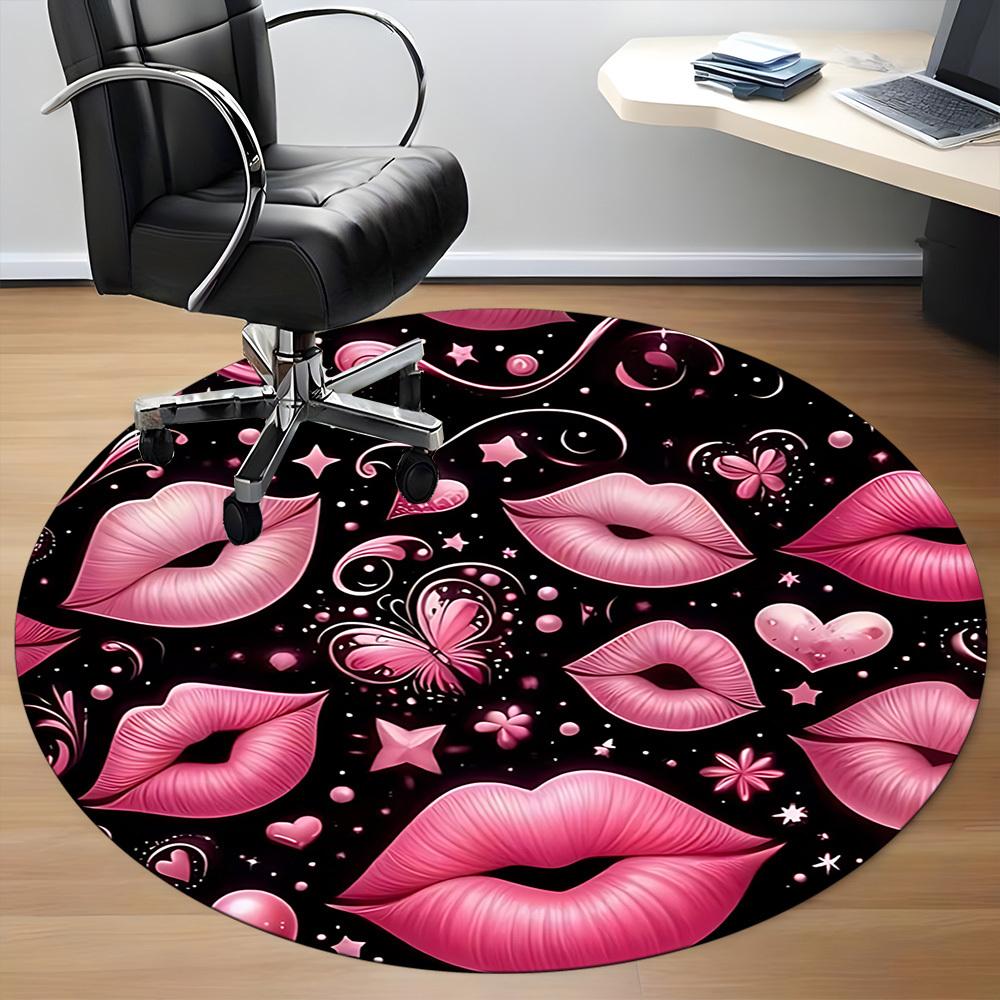 1 Stück Lippen Schmetterling Stuhl Teppich für Büro, Innenbereich Rutschfester Waschbarer Polyesterfaser Teppich, Matte Für Büro, Maschinenwaschbar