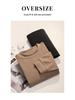 Korean Women's Fleece Stand-Up Collar Sweatshirt - Warm, Elastic, Loose-Fit Autumn/Winter Long-Sleeve Top