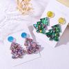 Christmas Tree Earrings Acrylic Sequins Colorful Holiday Earrings Women'S Fashion High-End Stud Earrings