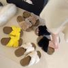 Internet celebrity thick-soled fluffy slippers women's wear 2025 new autumn and winter French high-end feeling with skirt one-word cotton drag