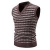 Men's Sleeveless Sweater Striped Wool Vest Vest V-neck Pullover Autumn and Winter New Knitted Sweater