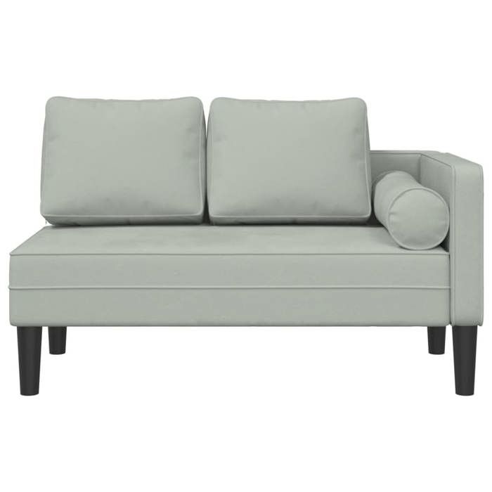 VidaXL Chaise longue avec coussins gris clair velours, canapé rembourré, canapé pour chambre à coucher, canapé à 2 places, 4007571