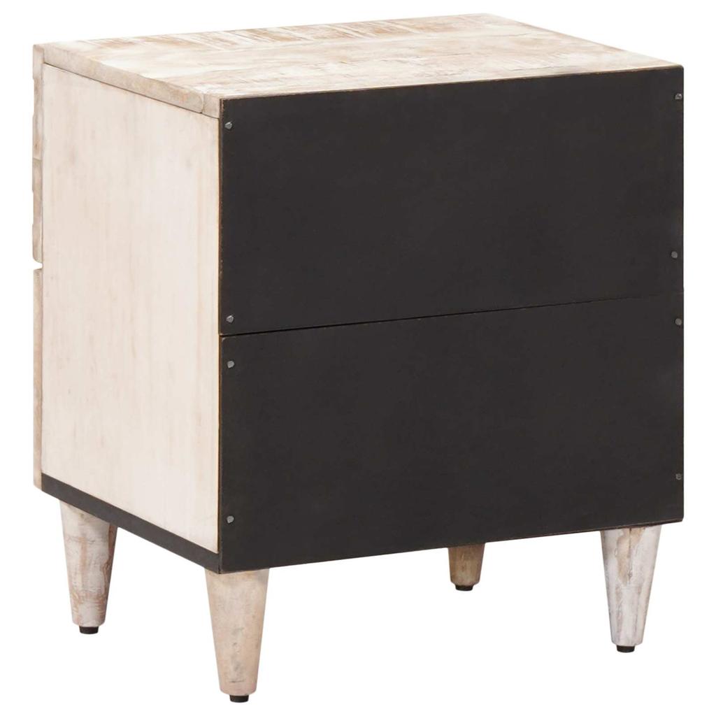 Nightstand White 40 x 33.5 x 46 cm Solid Mango Wood