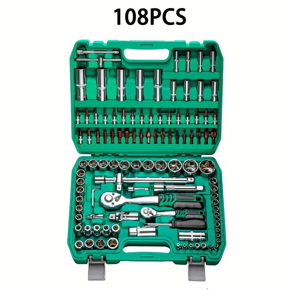 1/2,1/4,3/8 Inch Drive Ratchet Wrench Set,108/121/151pcs Drive Socket Set, With S2 & CR-V Sockets,Metric Hex Bit Socket Set