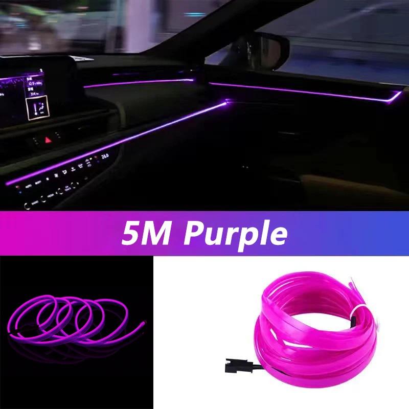 

5M Car Interior LED Strip Lights - Flexible USB Powered Multi-Color Ambient Glow for DIY Auto Decoration & Party Atmosphere USB drive фіолетовий