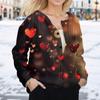 Women's Fashion Valentine's Day Printed Long Sleeve Cardigan Button Jacket