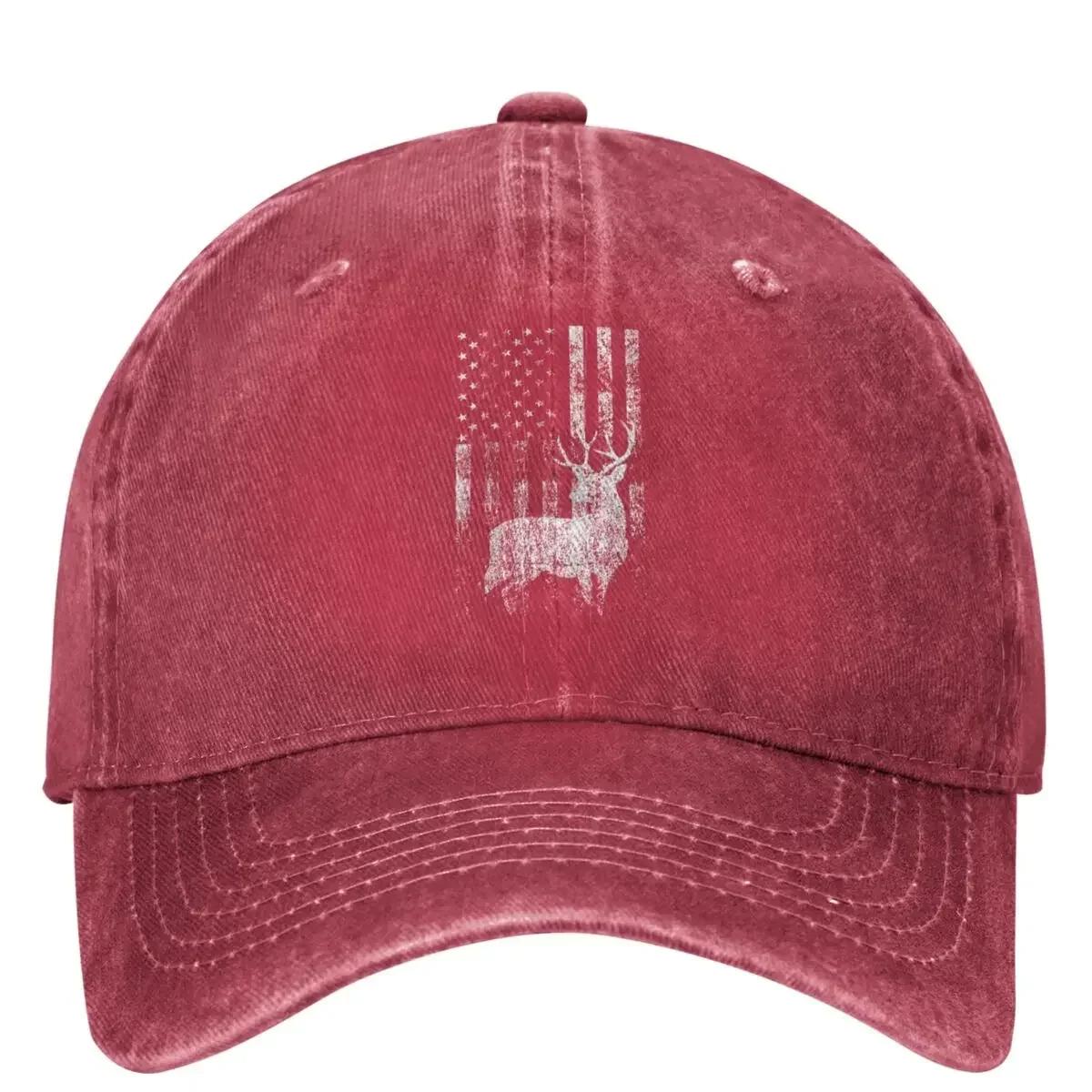 American Flag Deer Distressed Baseball Cap Spring USA Independence Day Trucker Hat Hunting Snapback Cap Unisex Unisex Baseball Caps One Size