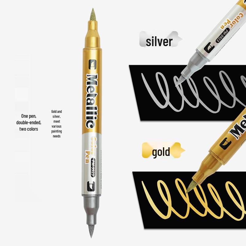 

Dual-Color Metallic Soft Tip Marker Pen for DIY & Signatures