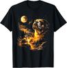 Bulldog som ylar mot månen Vintage 90-tal Rolig Hund Grafisk T-shirt Present S-4XL