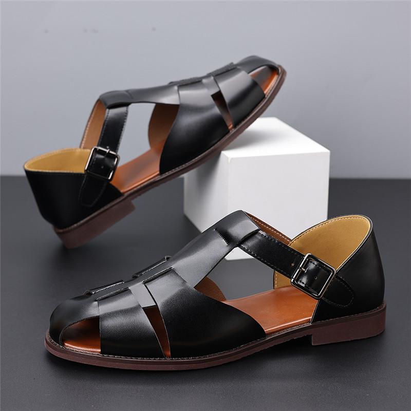 Nuovi Sandali Gladiatore Estivi da Uomo Blu Bianco Slip-On Pelle PU Scarpe Casual Maschili Traspiranti Sandali da Spiaggia Pantofole da Esterno Zapatos
