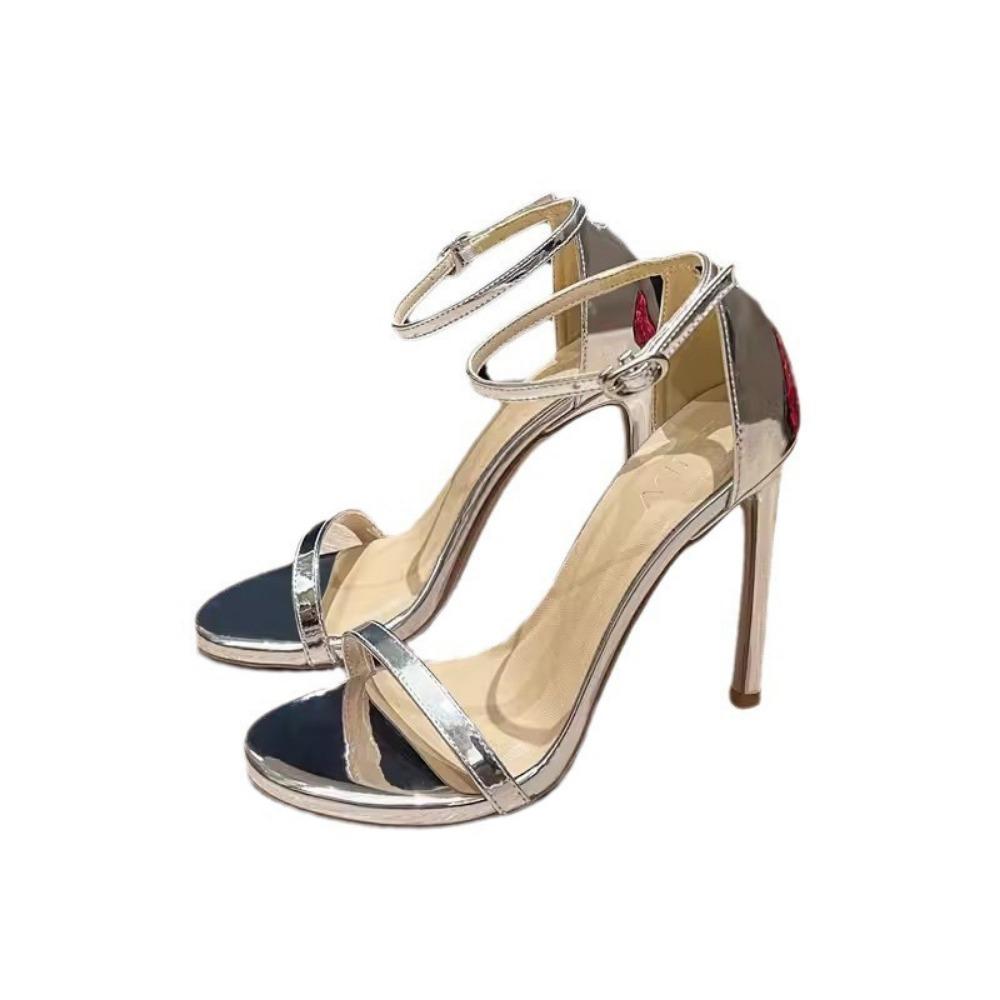 Женские сандалии с серебряным ремешком — фото 6