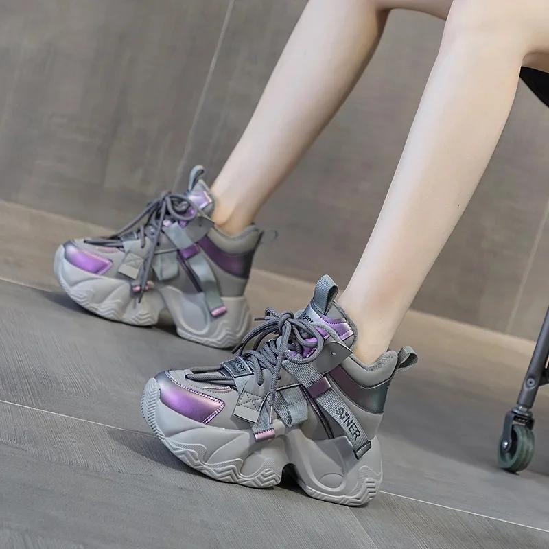 

Fashion 2025 Autumn New Style Casual Versatile Fashionable Elderly Shoes Thick Bottom Increased Height 8cm Popular Same Model Women s 40