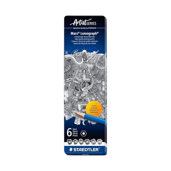 STAEDTLER Pencil 8B 7B 6B 4B 2B HB Mars Lumograph Writing Drawing 6 Hardness Set 100 G6