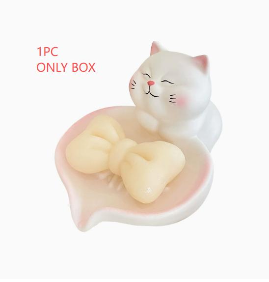 1pc Lovely Lucky Cat Design Soap Box with Drainage, Household Soap Storage Holder for Bathroom & Washbasin, Cute Daily Organizer
