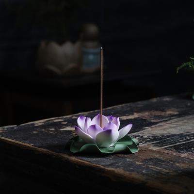 Meditation Lotus Censer Ceramic Zen Style Incense Burner  Home Fragrance