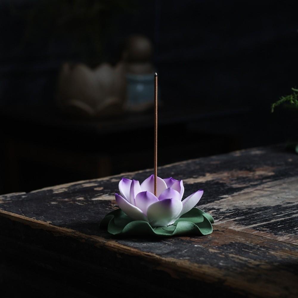 1 Hole Incense Insert Lotus Censer Ceramic Vintage Incense Burner Stick Holder Meditation Flower Zen Style Incense Burner
