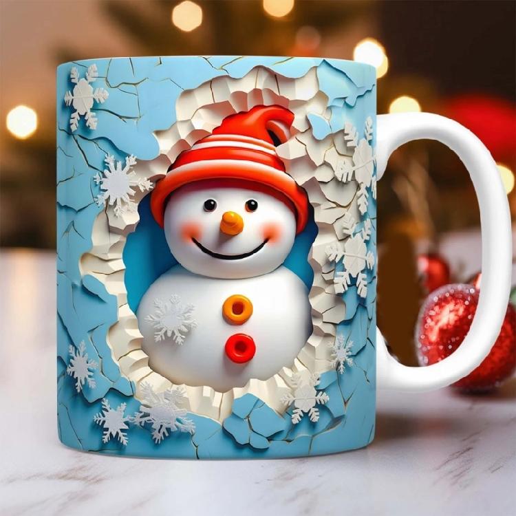 Festival Snowman Themed Ceramic Mugs Christmas Kitchenwares For Coffee Teas Dishwasher Friendly Homes Use