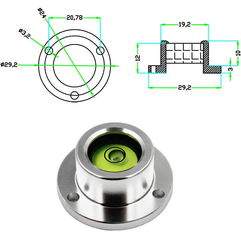 HACCURY Round Metal Spirit Level with Base Mounting Holes