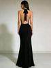 European and American summer neck halter satin evening dress dress, high-end party sexy bridesmaid dress
