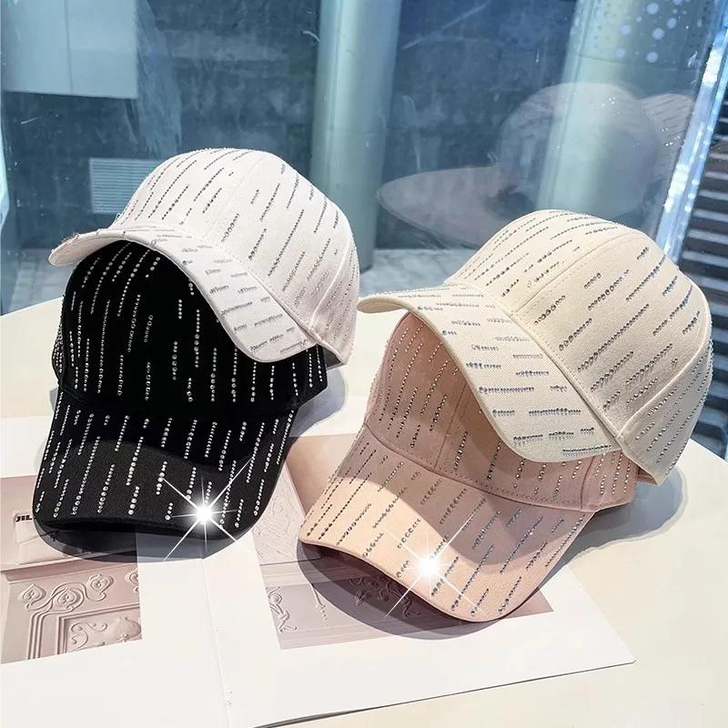 2023 Spring New Women Rhinestone Letter M Baseball Caps Adjustable Hip Hop Fashion Shiny Hats Outdoor Travel All-match Caps