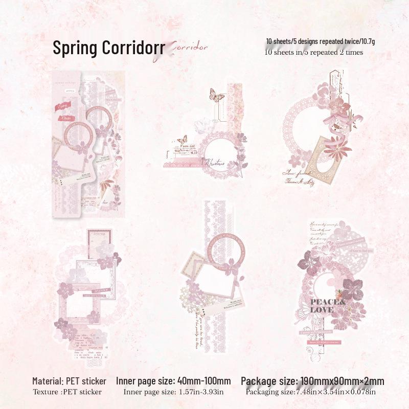 Sugar Poem PET White Ink Sticker Pack - Love Intertwined Series for Journal DIY Retro Decor, 6 Long Strip Styles