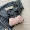 Y2k Pink Bow Armpit Bag for Women, New Fashiable and Versatile Texture Light Luxury Single Shoulder Small Square Bags