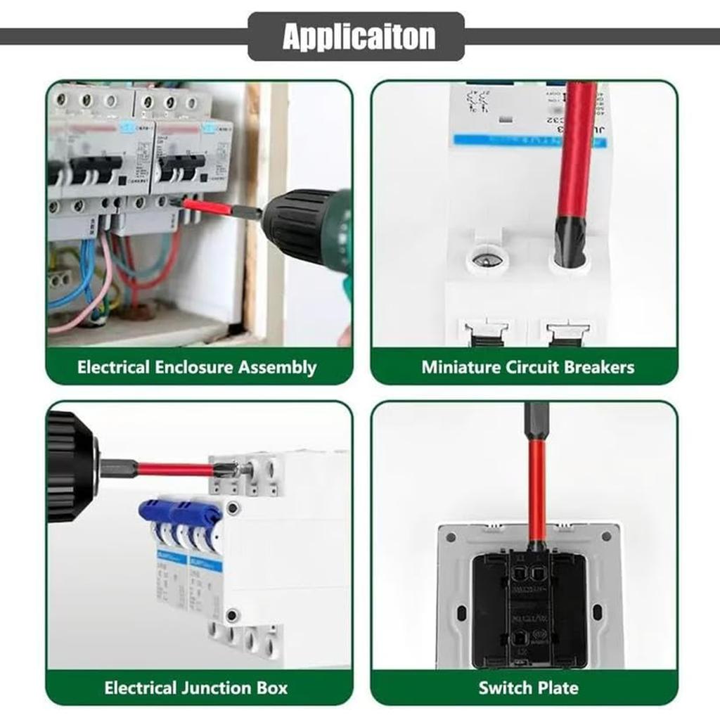 Electrician Screwdriver Bits Hex Shank Screwdriver Bits 1/4" Hex Shank Multi-Tip Screwdriver Set for Professional Repairs